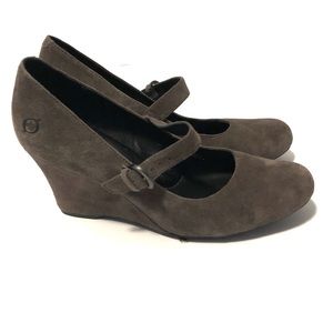 Born Jordana Suede Wedge Mary Janes Heels
